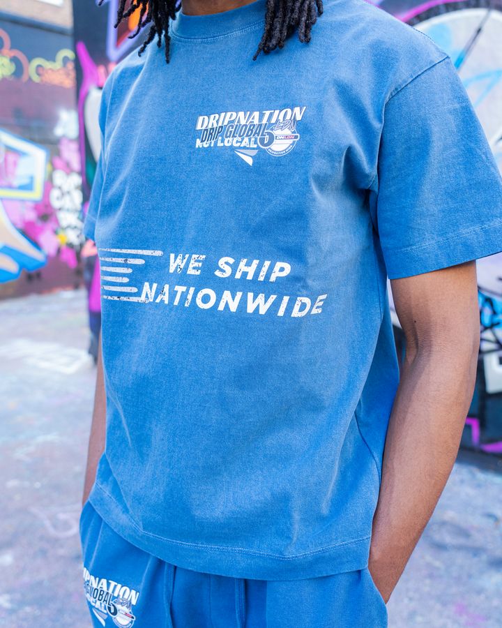 DG WE SHIP NATIONWIDE FADED WASH T-SHIRT - DREAM BLUE