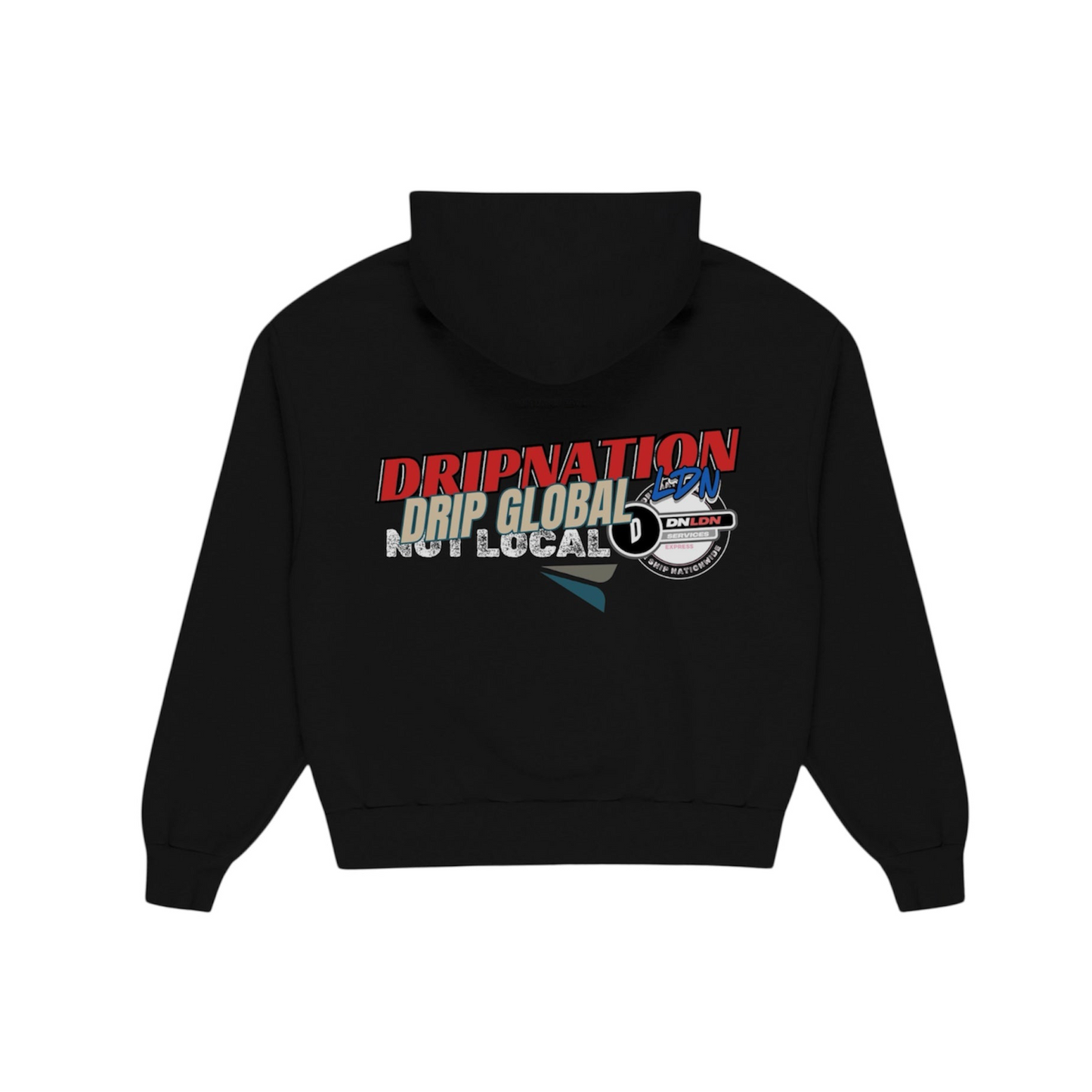 DRIP GLOBAL ZIP UP HOODIE- BLACK/RED