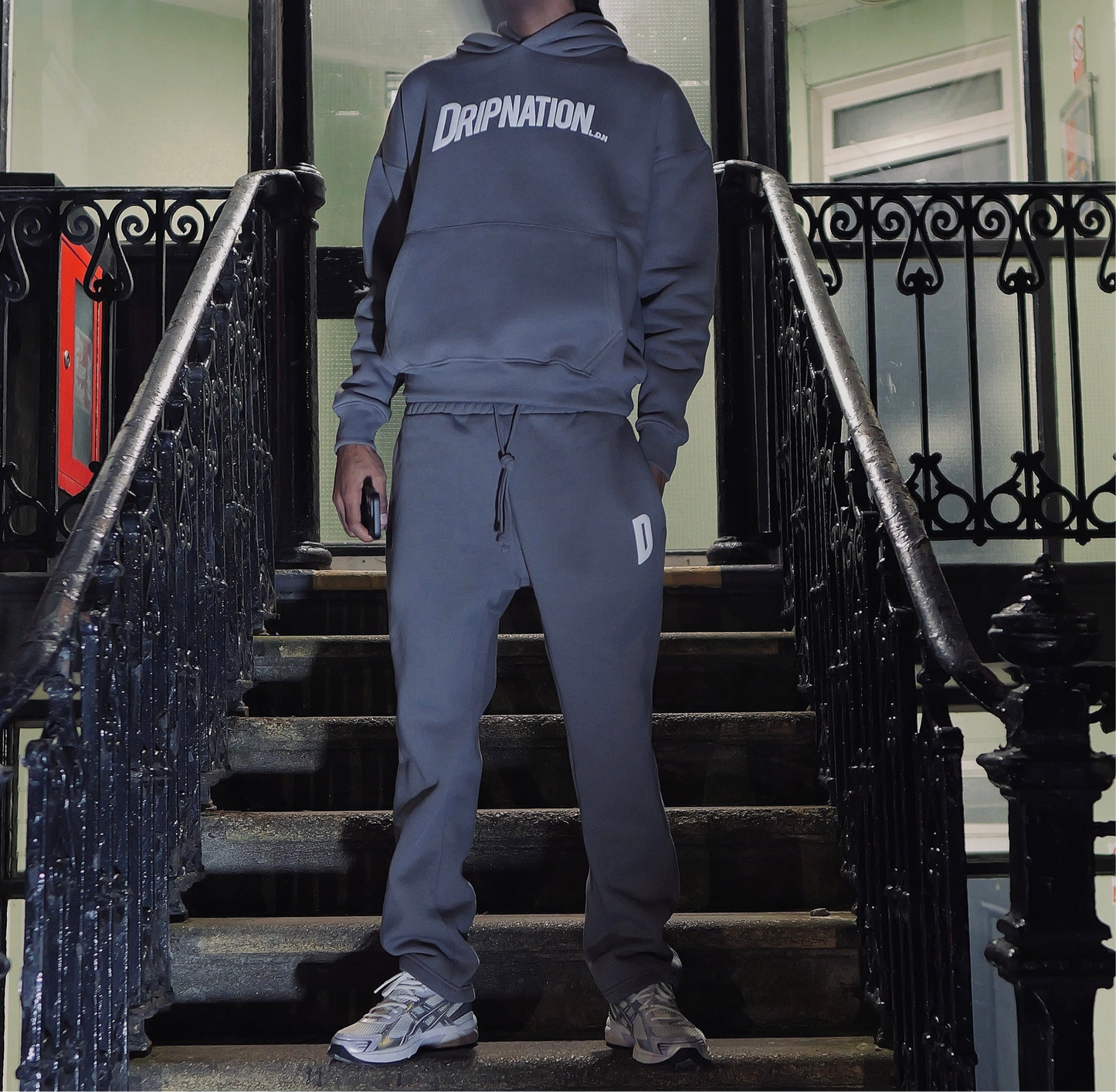 DRIPNATION OG PUFF PRINT JOGGERS-NIGHT GREY/WHITE