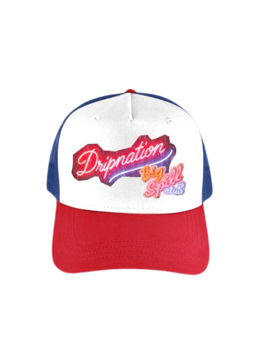 DRIPNATION BIG SPILL CLUB CAP - WHITE/ROYAL BLUE/RED