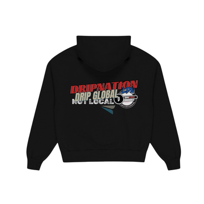 DRIP GLOBAL ZIP UP HOODIE- BLACK/RED