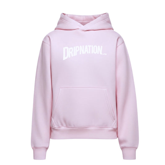 DRIPNATION OG PUFF PRINT HOODIE- PINK/WHITE