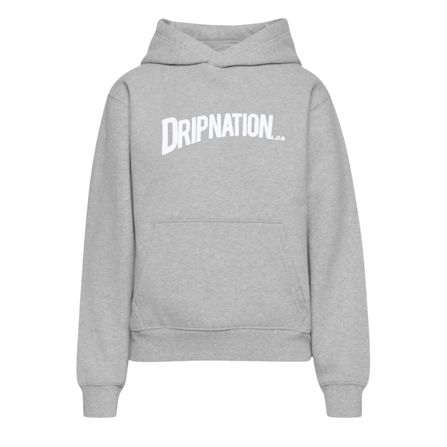 DRIPNATION OG PUFF PRINT HOODIE - MARL GREY/WHITE