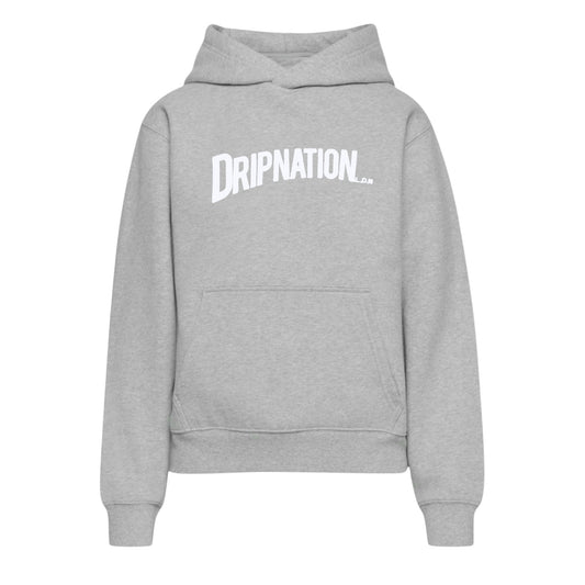 DRIPNATION OG PUFF PRINT HOODIE - MARL GREY/WHITE
